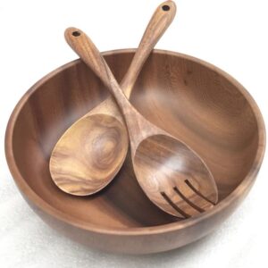 Acacia Wooden Salad Bowl Set with Servers – Bulk Export Supply